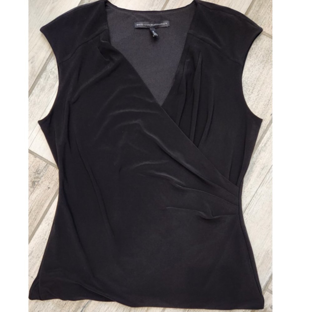 WHBM Surplice Black Sleeveless Top Size M